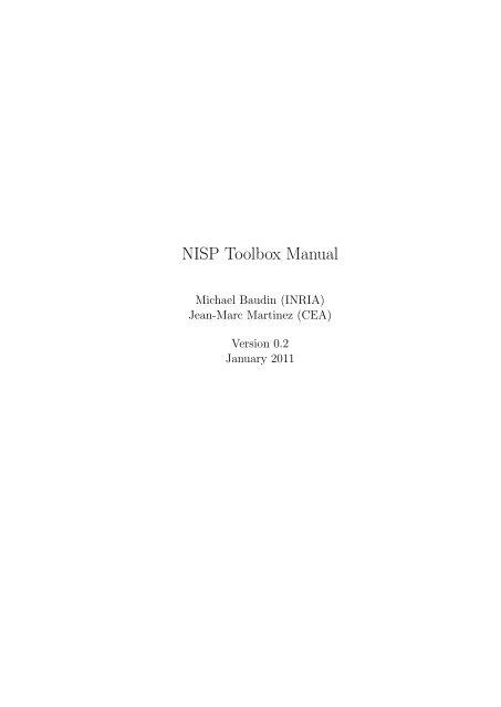 NISP Toolbox Manual - Projects - Scilab