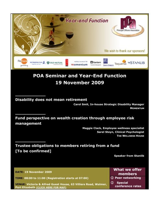 POA Seminar and Year-End Function 19 November 2009 - Principal ...