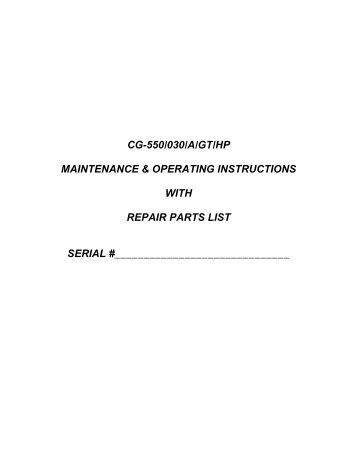 cg-550/030/a/gt/hp maintenance & operating instructions - Field ...