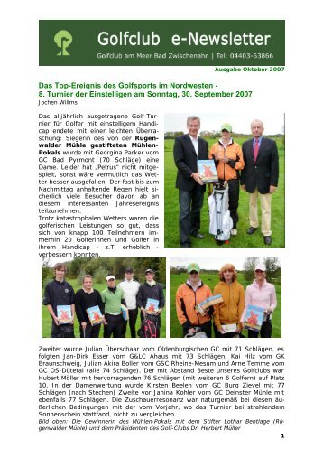 Newsletter Oktober 2007 - Golfclub am Meer - Bad Zwischenahn