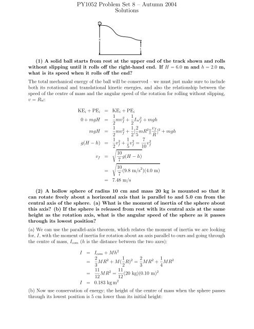 PY1052 Problem Set 8 â Autumn 2004 Solutions