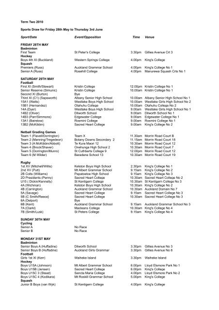 Friday 28th May to Thursday 3rd June 2010 (pdf) - King's College