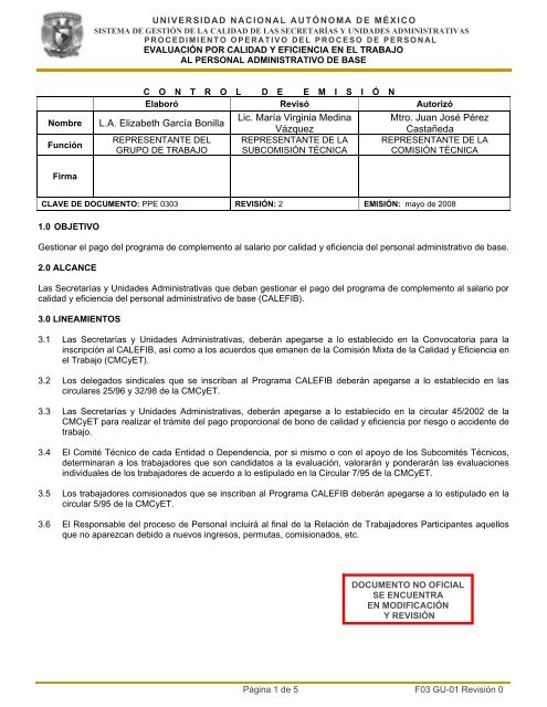 Procedimiento evaluación por calidad y eficiencia en el trabajo al ...