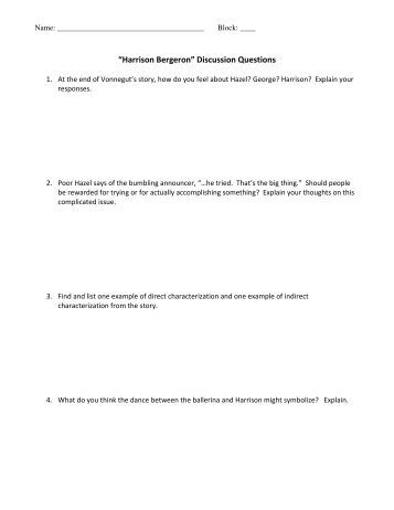 How To Write An Essay High School Harrison Bergeron Essay Questions How To Write A Research Essay Thesis also Business Strategy Essay Argumentative Essay On Harrison Bergeron Mistyhamel English Essay Com