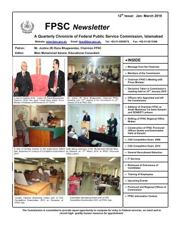 NEWSLETTER : 12th issue: Jan - FPSC