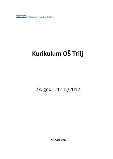 Kurikulum OÅ  Split 3 - Osnovna Å¡kola Trilj