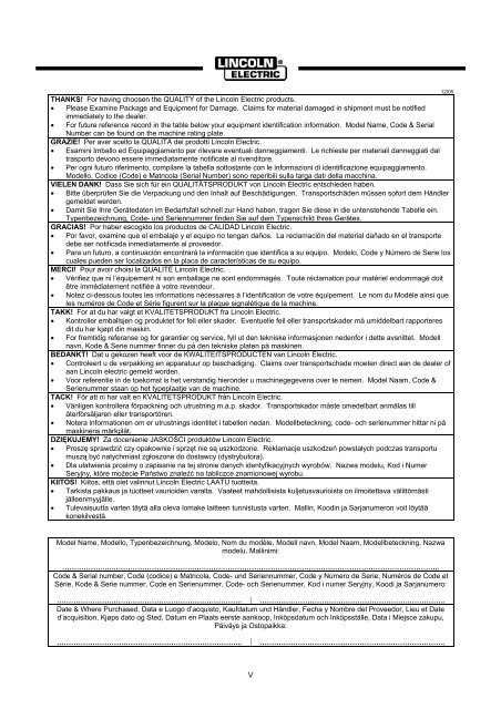 invertec v205-t ac/dc & v305-t ac/dc - Lincoln Electric - documentations