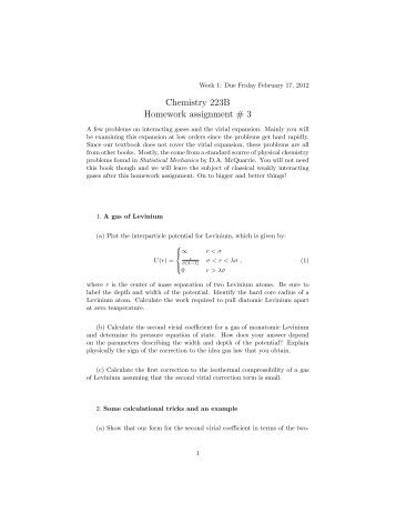 Chemistry 223B Homework assignment # 3