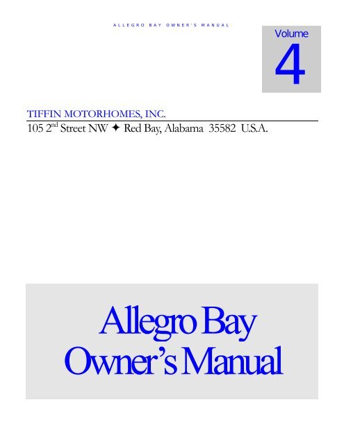 Allegro Bay Owner's Manual - Tiffin Motorhomes