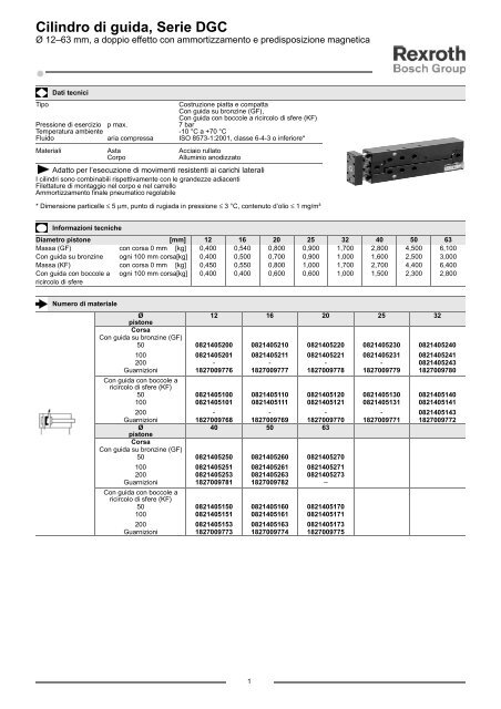 Cilindro di guida, Serie DGC - Bosch Rexroth