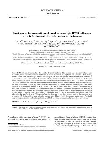 Environmental connections of novel avian-origin H7N9 influenza ...