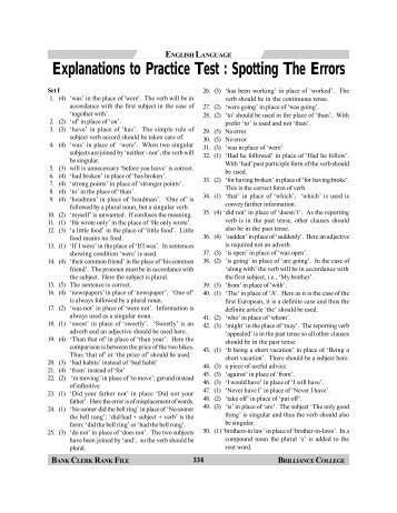 Explanations to Practice Test - Brilliance College