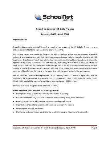 Lesotho Training Report - SchoolNet South Africa