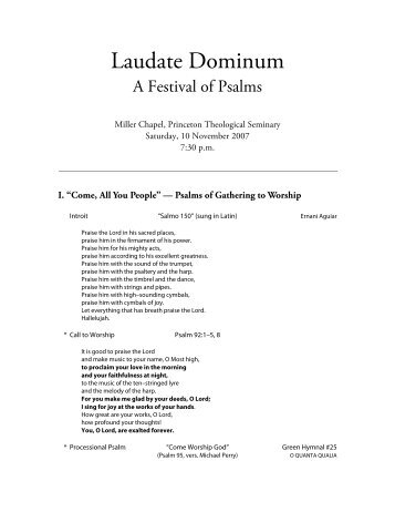 Laudate Dominum - Princeton Theological Seminary