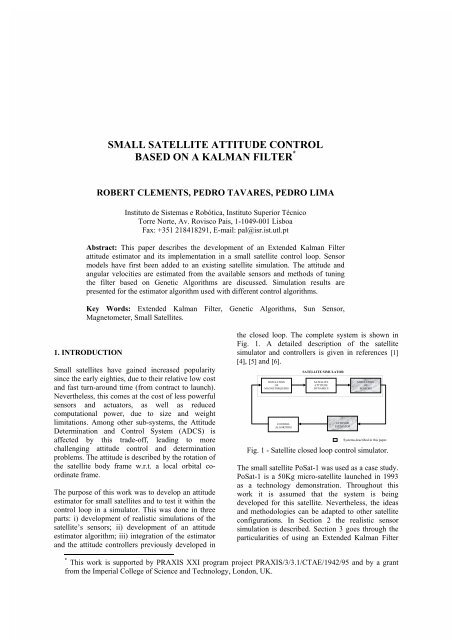 small satellite attitude control based on a kalman filter