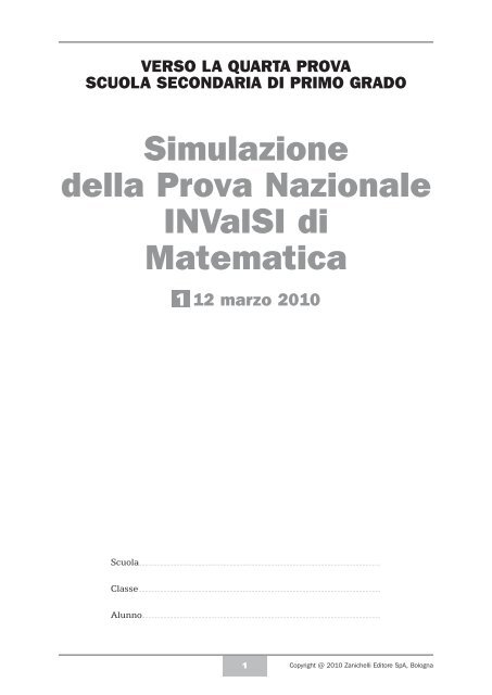 Simulazione della Prova nazionale inValSi di matematica