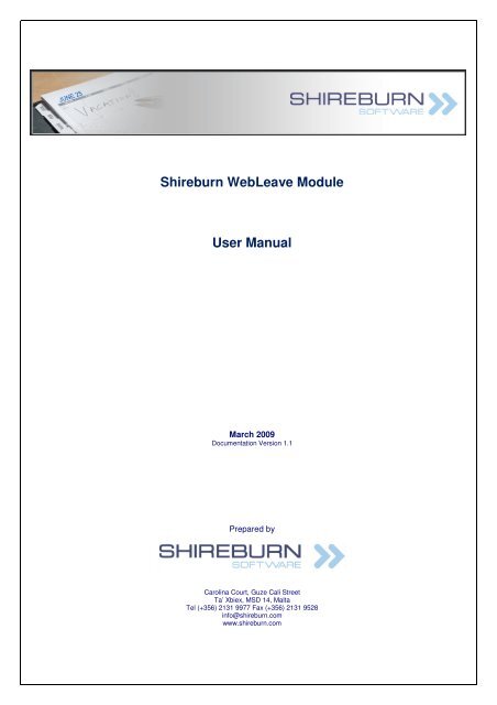 Shireburn WebLeave User Manual.pdf - Shireburn Software Ltd