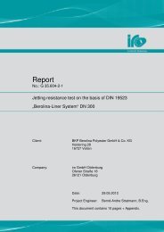 Jetting resistance tests in accordance with DIN 19523