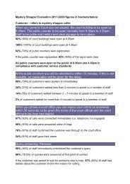 a summary of the results of our 2011 Mystery Shopper Report