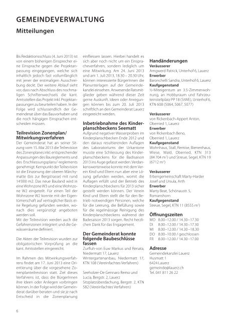 Aktuelle Ausgabe - Gemeinde Lauerz