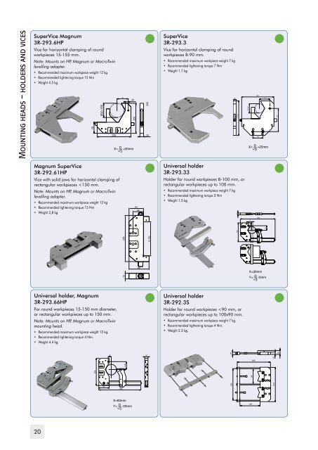 Reference system for Wire EDM machining. The standard range.