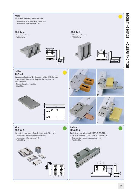 Reference system for Wire EDM machining. The standard range.