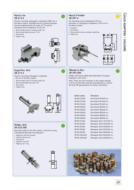 Reference system for Wire EDM machining. The standard range.