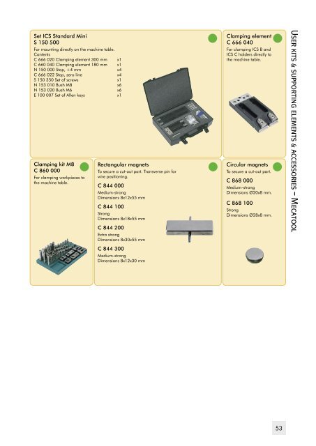 Reference system for Wire EDM machining. The standard range.