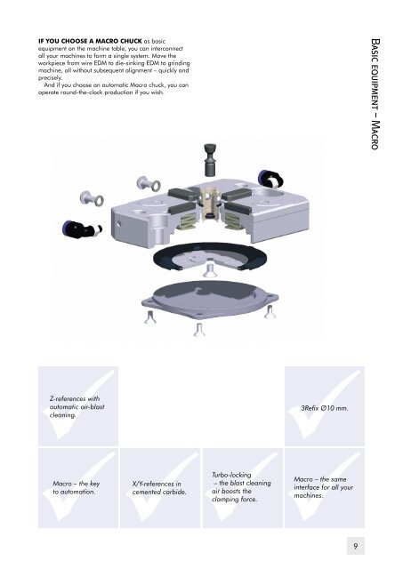 Reference system for Wire EDM machining. The standard range.