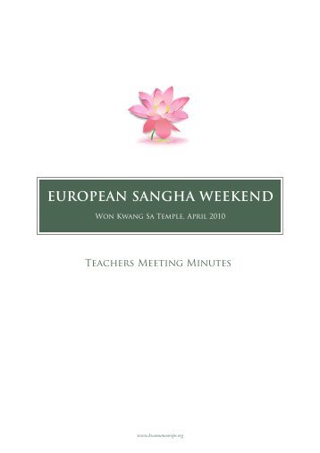 EUROPEAN SANGHA WEEKEND - Kwan Um School of Zen Europe