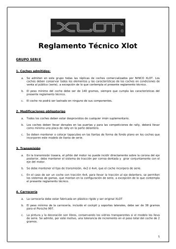 Reglamento TÃ©cnico Xlot - ACS slot