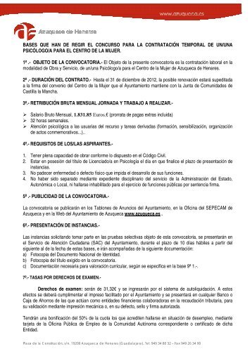 bases que han de regir el concurso para la contratación temporal de ...