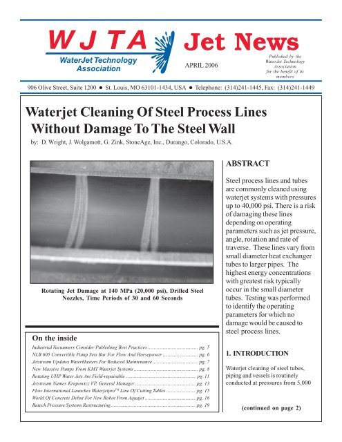 Waterjet Cleaning Of Steel Process Lines Without Damage To The ...