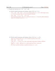 Math 1300 4.2 Optimization, part 2 Name: Solutions 1. Consider the ...
