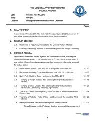 1 THE MUNICIPALITY OF NORTH PERTH COUNCIL AGENDA Date ...