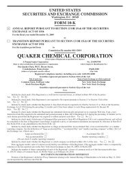 Form 10-K - Quaker Chemical Corporation