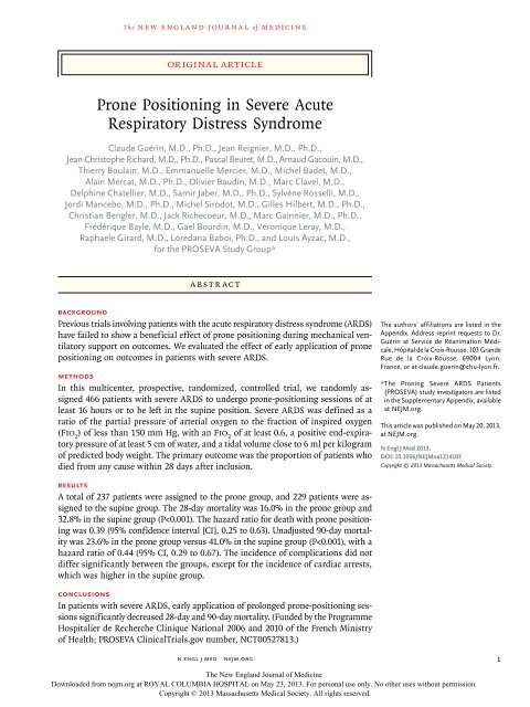 proning in ARDS - British Columbia Respiratory Therapy