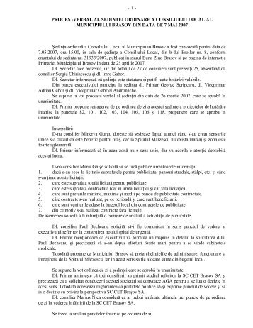 Proces verbal - Primaria Municipiului Brasov