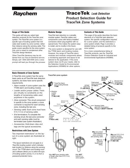 Product Selection Guide for TraceTek Zone Systems - California ...