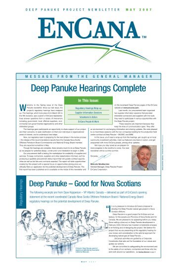 Deep Panuke Project Newsletter - Encana
