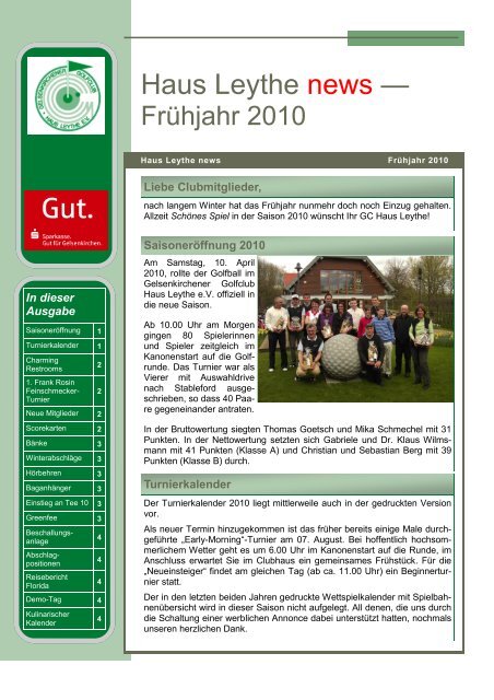 Haus Leythe News Gelsenkirchener Golfclub Haus Leythe E V