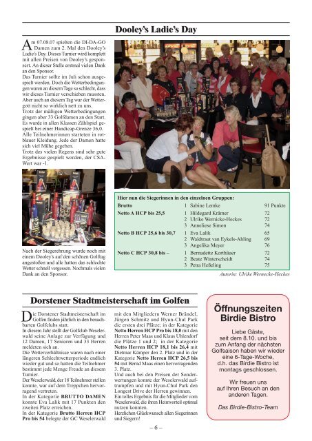 Download der Clubzeitung als PDF - Golfclub Weselerwald eV