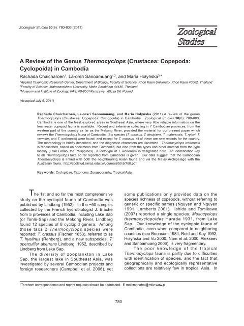 A Review of the Genus Thermocyclops - Zoological Studies