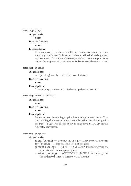 SAMP â Simple Application Messag- ing Protocol Version 1.11 - IVOA