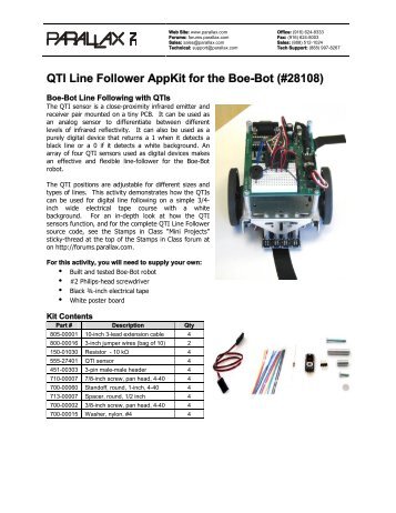QTI Line Follower AppKit for the Boe-Bot (#28108) - Parallax Inc