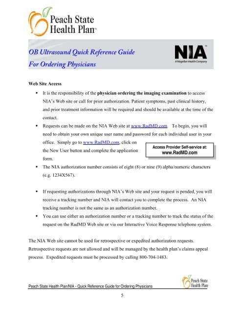 OB Ultrasound Quick Reference Guide For Ordering Physicians