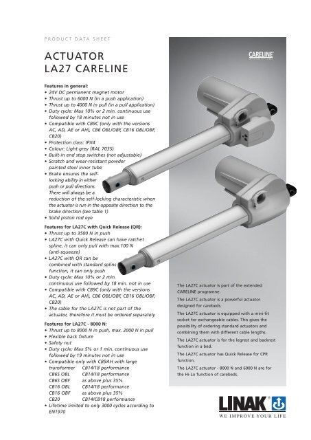 ACTUATOR LA27 CARELINE - Linak