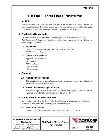 ZG 532 Flat Pad â Three-Phase Transformer - Rocky Mountain Power