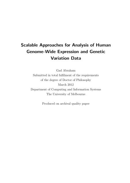 Scalable approaches for analysis of human genome-wide ...