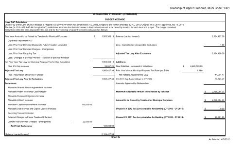 2012 Copy of Budget - Upper Freehold Township